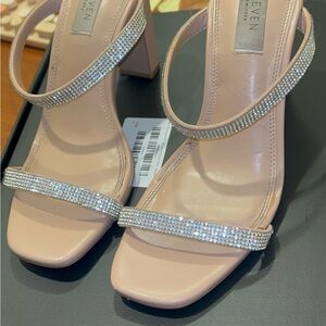 Steven By Steve Madden Cream Rhinestone Heels